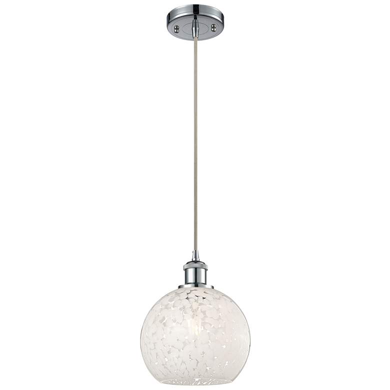 Image 1 Ballston 8"W Polished Chrome Corded Mini Pendant w/ White Mouchette Sh