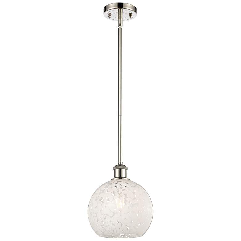 Image 1 Ballston 8"W Polished Nickel Stemmed Mini Pendant w/ White Mouchette S
