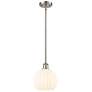 Ballston 8"W Satin Nickel Stemmed Mini Pendant w/ White Venetian Shade
