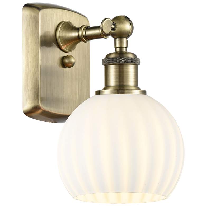 Image 1 Ballston 9" High Antique Brass Sconce With White Venetian Shade
