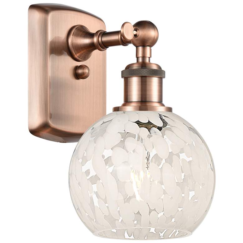 Image 1 Ballston 9" High Antique Copper Sconce With White Mouchette Shade