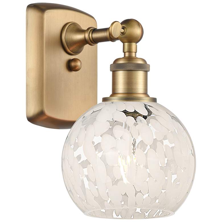 Image 1 Ballston 9" High Brushed Brass Sconce With White Mouchette Shade