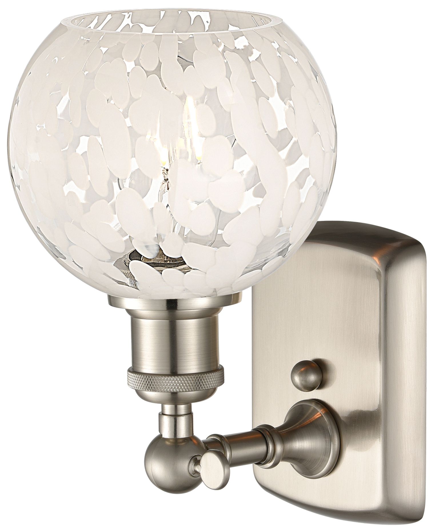 Image 2 Ballston 9" High Brushed Satin Nickel Sconce With White Mouchette Shad more views
