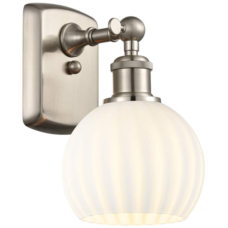 Image 1 Ballston 9" High Brushed Satin Nickel Sconce With White Venetian Shade