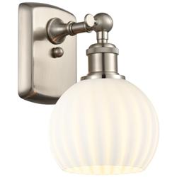 Ballston 9" High Brushed Satin Nickel Sconce With White Venetian Shade
