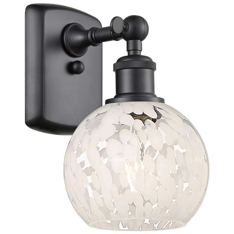Image 1 Ballston 9" High Matte Black Sconce With White Mouchette Shade