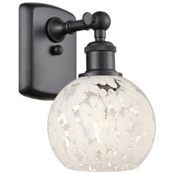 Ballston 9" High Matte Black Sconce With White Mouchette Shade