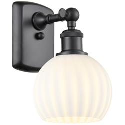 Ballston 9" High Matte Black Sconce With White Venetian Shade