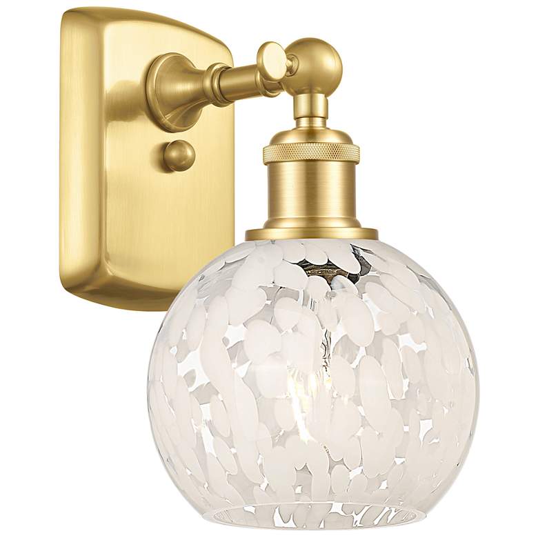 Image 1 Ballston 9" High Satin Gold Sconce With White Mouchette Shade