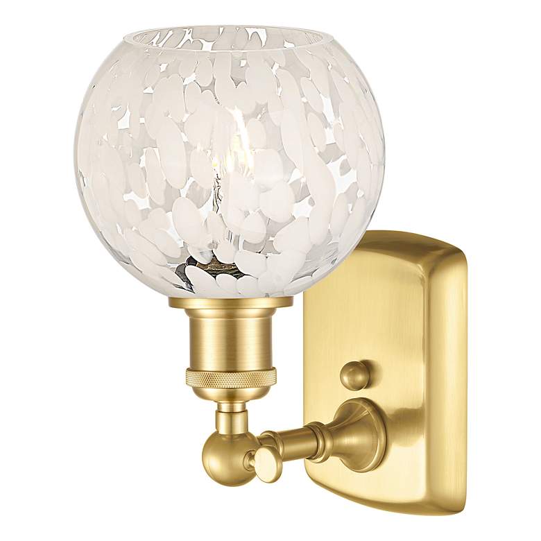 Image 2 Ballston 9" High Satin Gold Sconce With White Mouchette Shade more views