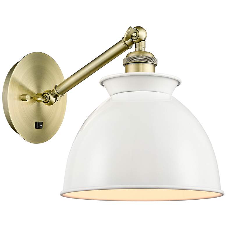 Image 1 Ballston Adirondack 12.25" Brass LED Sconce w/ Glossy White Shade