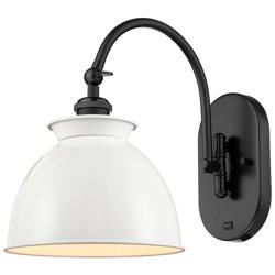 Ballston Adirondack 12.25&quot; High Matte Black Sconce With Glossy White S