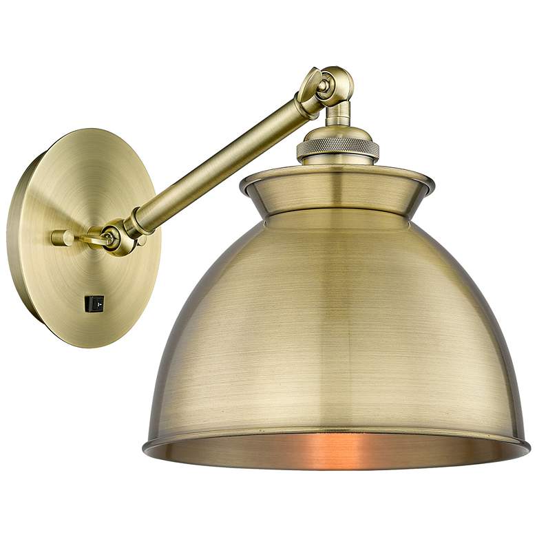 Image 1 Ballston Adirondack 12.25"H Antique Brass Arm Adjusts up and Down Scon