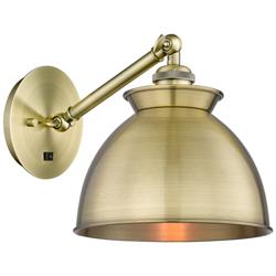 Ballston Adirondack 12.25"H Antique Brass Arm Adjusts up and Down Scon