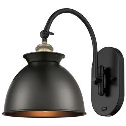 Ballston Adirondack 12.25"H Black Brass Horizontal Swivel Sconce