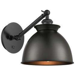 Ballston Adirondack 12.25&quot;H Matte Black Arm Adjusts up and Down Sconce