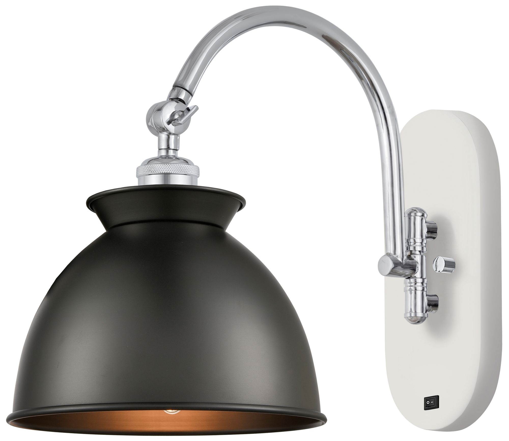 Ballston Adirondack 12.25"H White and Chrome LED Sconce w/ Black Shade