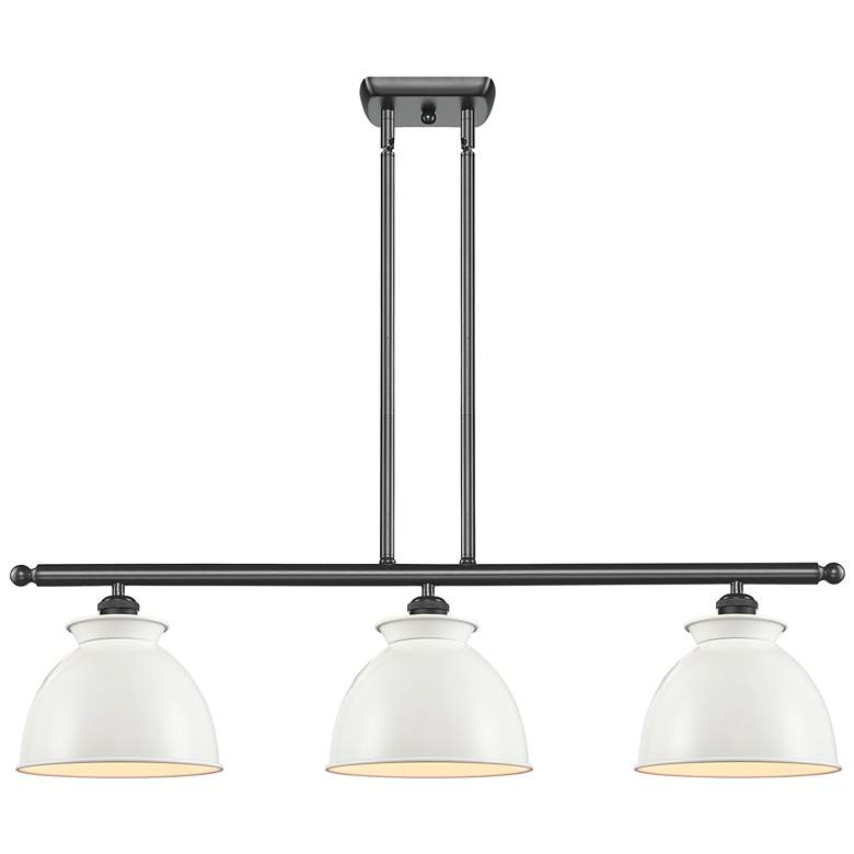 Image 1 Ballston Adirondack 36"W 3 Light Black Island Light w/ Glossy White Sh