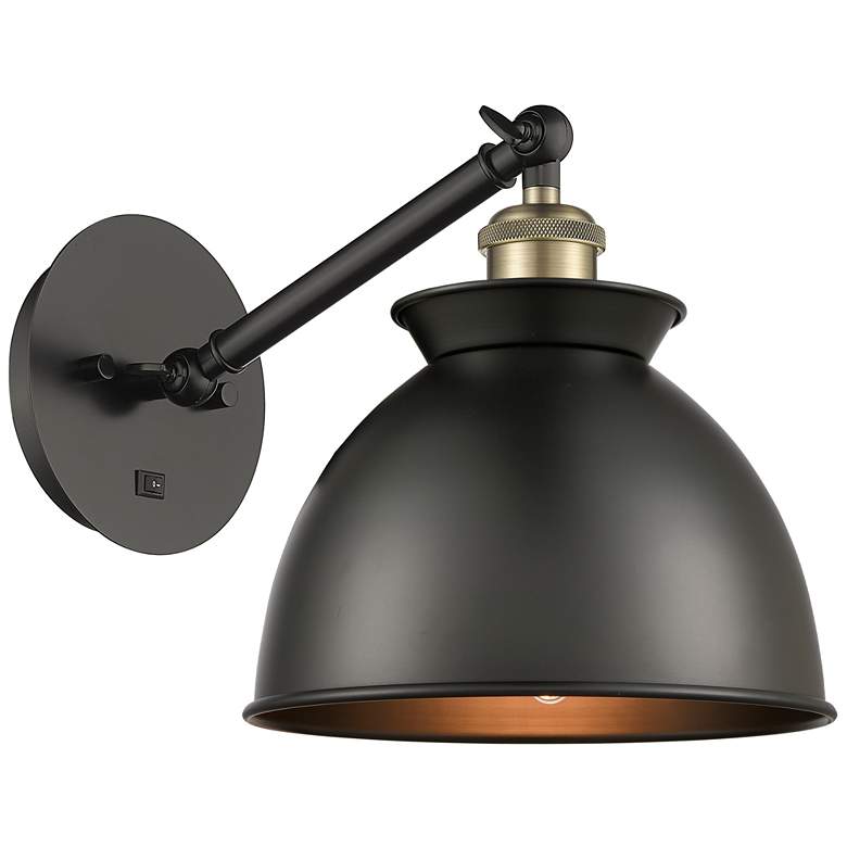 Image 1 Ballston Adirondack 8" Incandescent Sconce - Black Brass - Black Shade