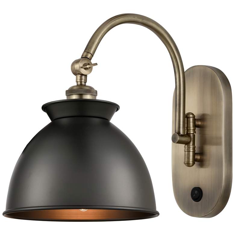 Image 1 Ballston Adirondack 8" Incandescent Sconce - Brass Finish - Black Shad