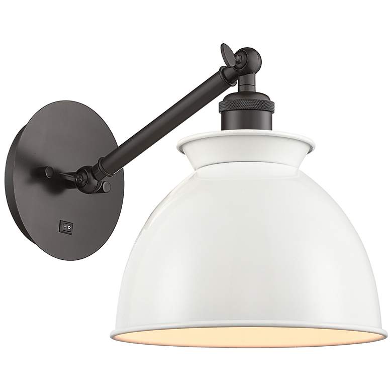 Image 1 Ballston Adirondack 8" Incandescent Sconce - Bronze - Glossy White Sha