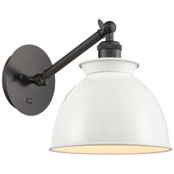Ballston Adirondack 8" Incandescent Sconce - Bronze - Glossy White Sha