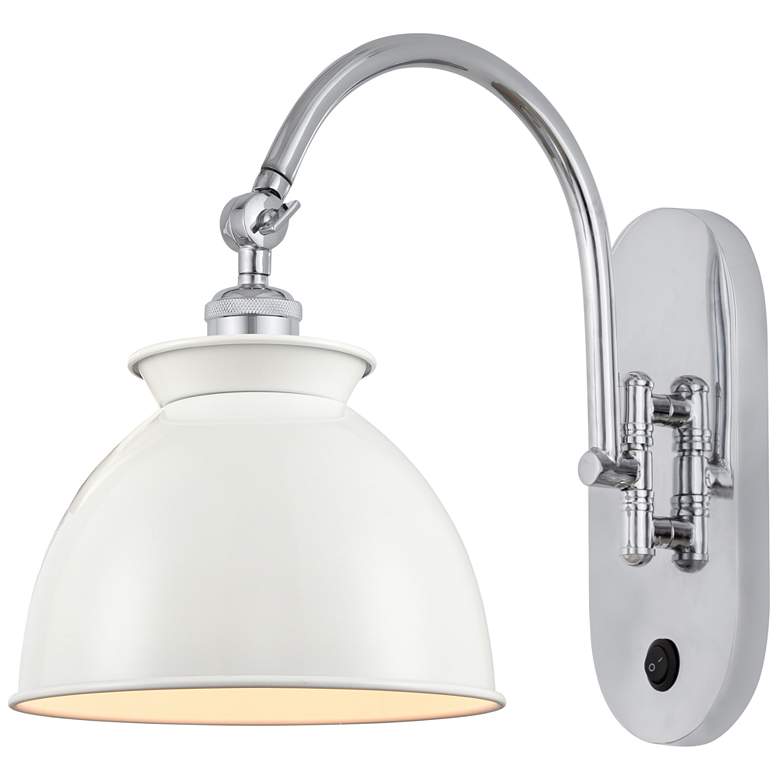 Image 1 Ballston Adirondack 8" Incandescent Sconce - Chrome Finish - White Sha