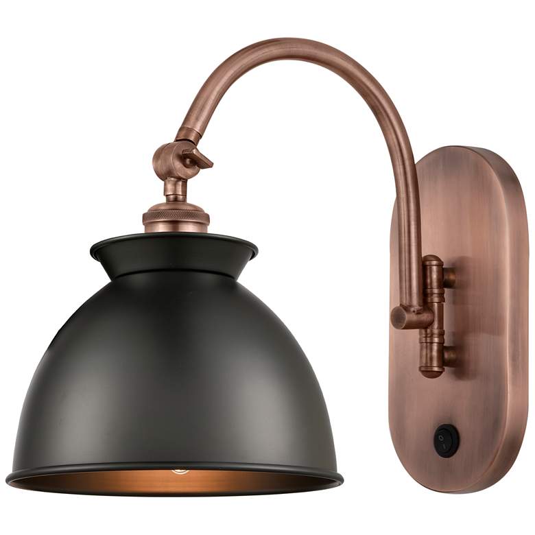 Image 1 Ballston Adirondack 8" Incandescent Sconce - Copper Finish - Black Sha
