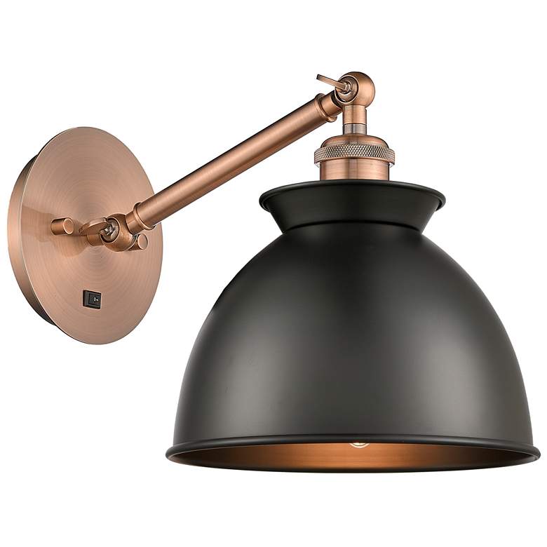 Image 1 Ballston Adirondack 8" Incandescent Sconce - Copper - Matte Black Shad