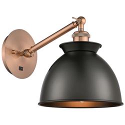 Ballston Adirondack 8" Incandescent Sconce - Copper - Matte Black Shad