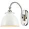 Ballston Adirondack 8" Incandescent Sconce - Nickel Finish - White Sha