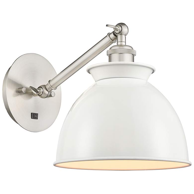 Image 1 Ballston Adirondack 8" Incandescent Sconce - Nickel - Glossy White Sha