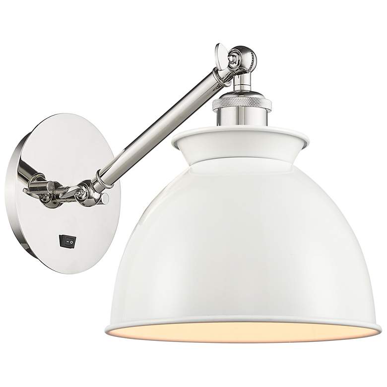 Image 1 Ballston Adirondack 8" Incandescent Sconce - Nickel - Glossy White Sha