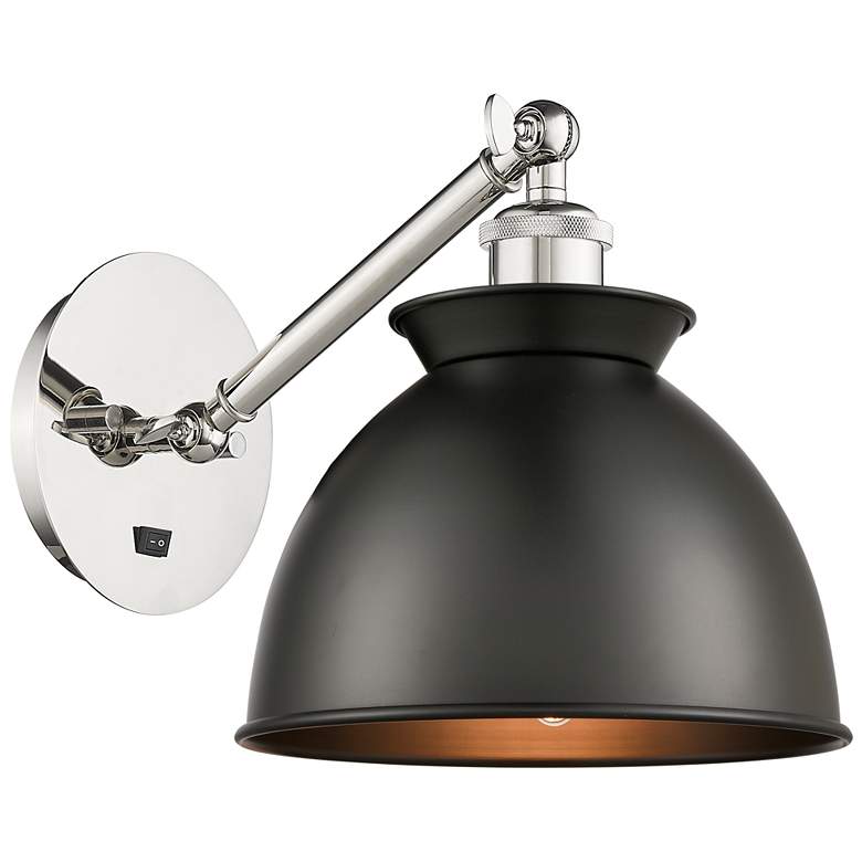 Image 1 Ballston Adirondack 8" Incandescent Sconce - Nickel - Matte Black Shad