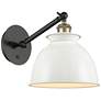 Ballston Adirondack 8" LED Sconce - Black Brass Finish - Glossy White 