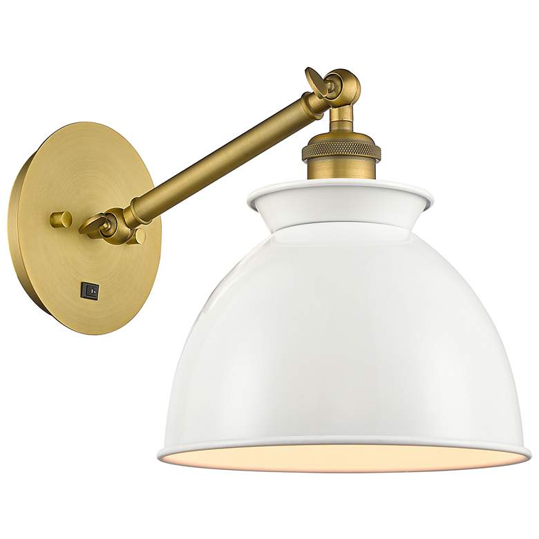 Image 1 Ballston Adirondack 8" LED Sconce - Brass Finish - Glossy White Shade
