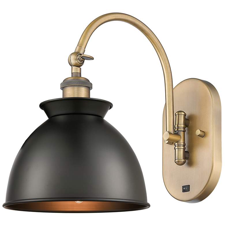 Image 1 Ballston Adirondack 8 inch LED Sconce - Brass Finish - Matte Black Shade