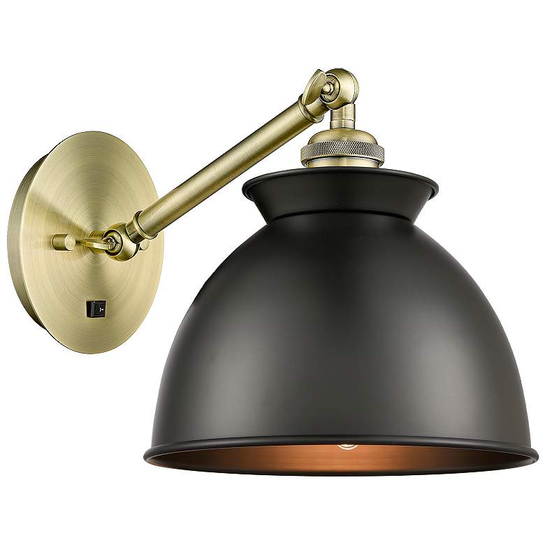 Image 1 Ballston Adirondack 8" LED Sconce - Brass Finish - Matte Black Shade