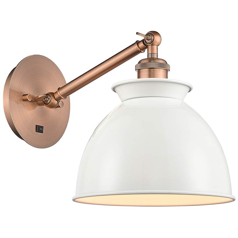 Image 1 Ballston Adirondack 8" LED Sconce - Copper Finish - Glossy White Shade