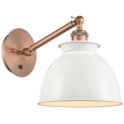 Ballston Adirondack 8" LED Sconce - Copper Finish - Glossy White Shade