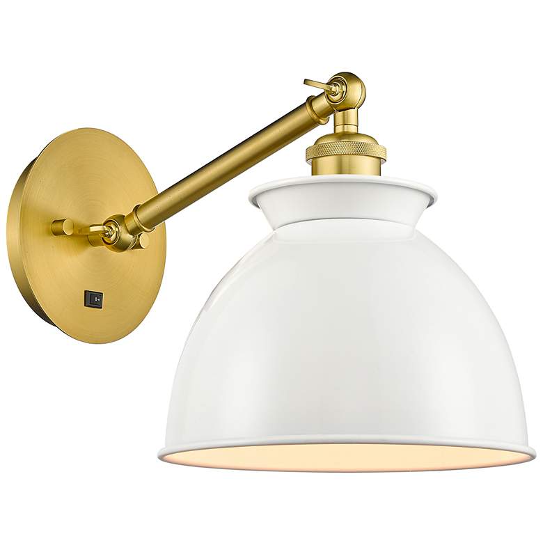 Image 1 Ballston Adirondack 8" LED Sconce - Gold Finish - Glossy White Shade