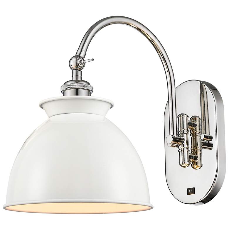 Image 1 Ballston Adirondack 8" LED Sconce - Nickel Finish - Glossy White Shade