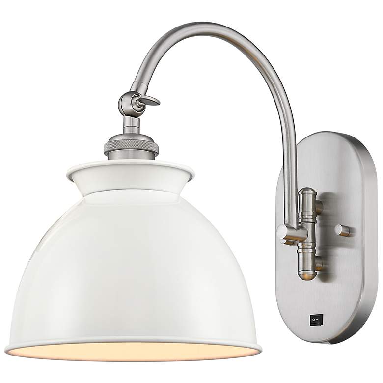 Image 1 Ballston Adirondack 8" LED Sconce - Nickel Finish - Glossy White Shade