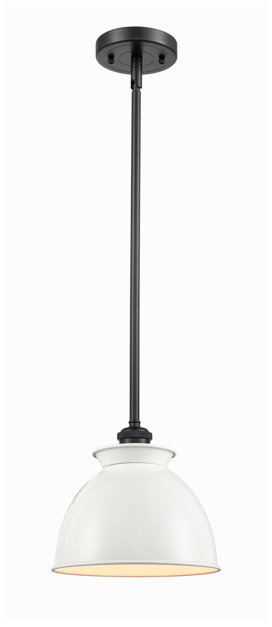 Ballston Adirondack 8"W Black Stem Hung Mini Pendant w/ Glossy White S