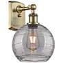 Ballston Athens 10.88"H Antique Brass Sconce w/ Smoke Swirl Shade