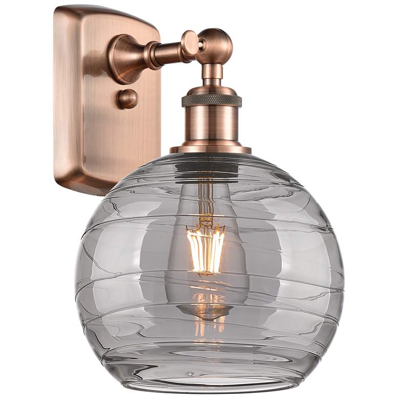 Image 1 Ballston Athens 10.88"H Antique Copper Sconce w/ Smoke Swirl Shade
