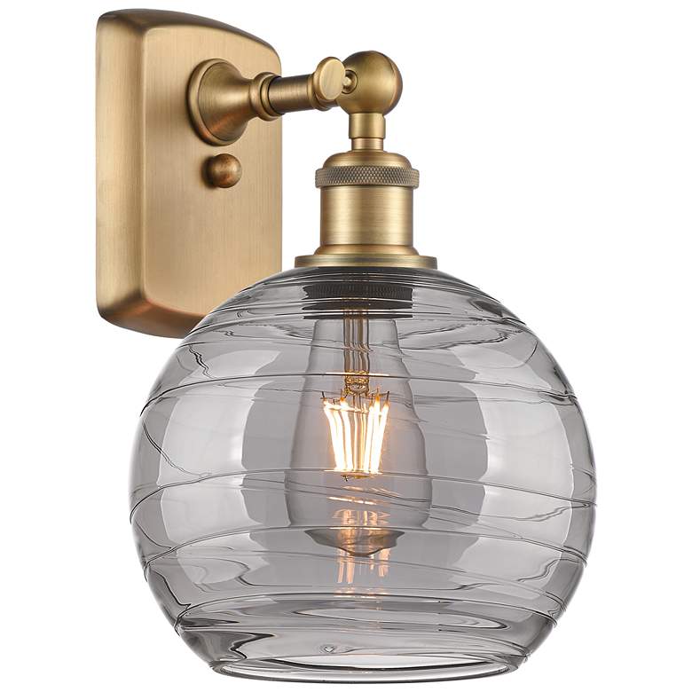 Image 1 Ballston Athens 10.88"H Brushed Brass Sconce w/ Smoke Swirl Shade