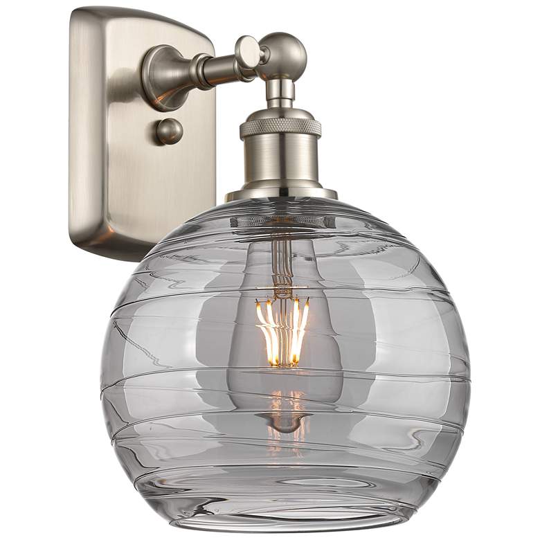 Image 1 Ballston Athens 10.88"H Brushed Satin Nickel Sconce w/ Smoke Swirl Sha