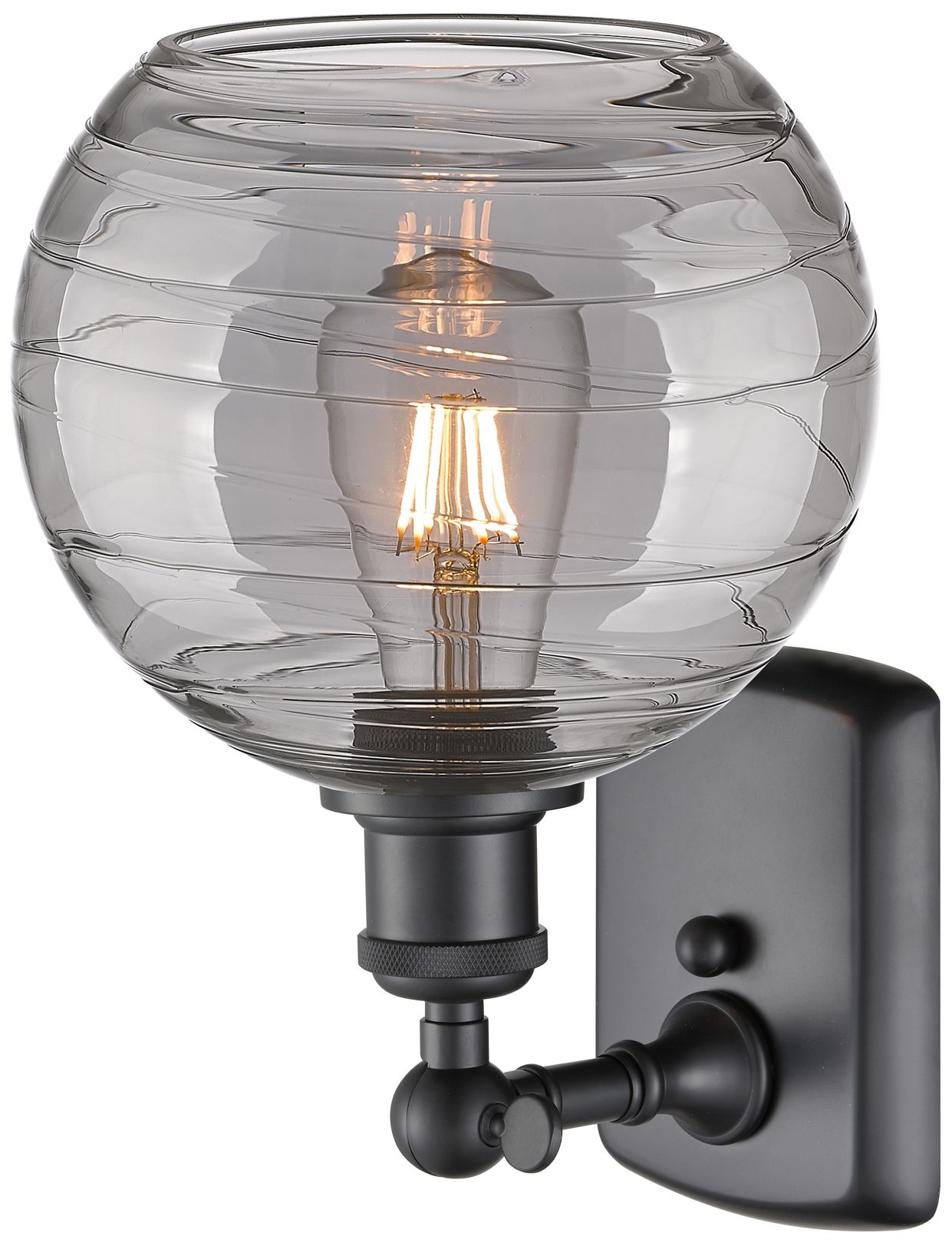 Image 2 Ballston Athens 10.88"H Matte Black Sconce w/ Light Smoke Deco Swirl S more views