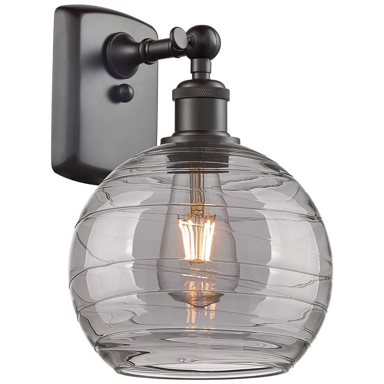 Image 1 Ballston Athens 10.88"H Oiled Bronze Sconce w/ Smoke Swirl Shade